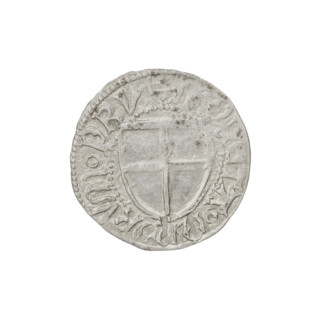 Teutonic szelag, Henryk Reuss von Plauen (Grand Master; 1467–1469). Obverse: Teutonic shield of the