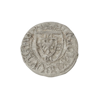 Teutonic szelag, Henryk Reuss von Plauen (Grand Master; 1467–1469). Obverse: Monastic shield of the