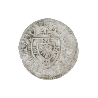 Teutonic szelag, Henryk Reffle von Richtenberg (Grand Master; 1470–1477). Obverse: Teutonic shield