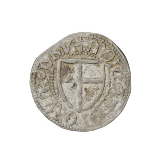 Teutonic szelag, Henryk Reffle von Richtenberg (Grand Master; 1470–1477). Obverse: Teutonic