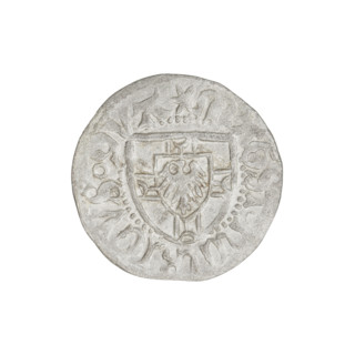 Teutonic szelag, Henryk Reffle von Richtenberg (Grand Master; 1470–1477). Obverse: Teutonic shield