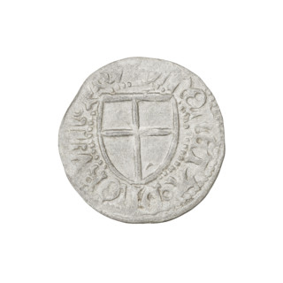 Teutonic szelag, Henryk Reffle von Richtenberg (Grand Master; 1470–1477). Obverse: Teutonic shield