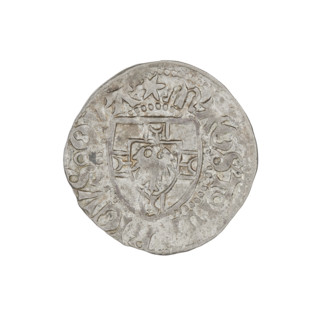 Teutonic szelag, Henryk Reffle von Richtenberg (Grand Master; 1470–1477). Obverse: Teutonic