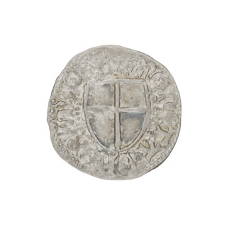 Teutonic szelag, Henryk Reffle von Richtenberg (Grand Master; 1470–1477). Obverse: Teutonic