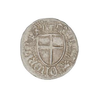 Teutonic szelag, Henryk Reffle von Richtenberg (Grand Master; 1470–1477). Obverse: Teutonic shield