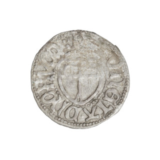 Teutonic szelag, Henryk Reffle von Richtenberg (Grand Master; 1470–1477). Obverse: Teutonic shield