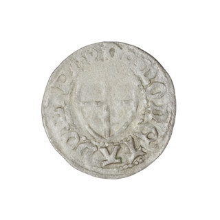 Teutonic szelag, Henryk Reffle von Richtenberg (Grand Master; 1470–1477). Obverse: Teutonic shield