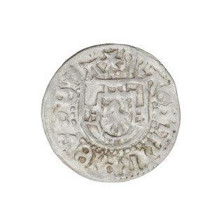 Teutonic szelag, Henryk Reffle von Richtenberg (Grand Master; 1470–1477). Obverse: Teutonic shield