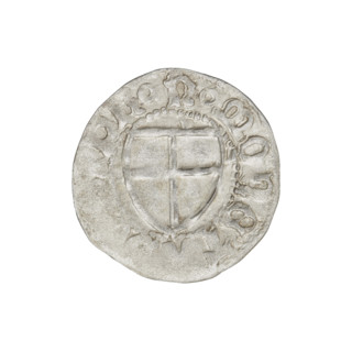 Teutonic szelag, Henryk Reffle von Richtenberg (Grand Master; 1470–1477). Obverse: Teutonic shield
