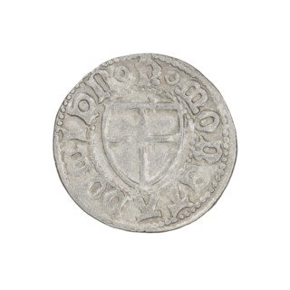 Teutonic szelag, Henryk Reffle von Richtenberg (Grand Master; 1470–1477). Obverse: Teutonic