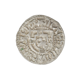 Teutonic szelag, Henryk Reffle von Richtenberg (Grand Master; 1470–1477). Obverse: Teutonic