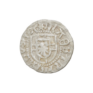 Teutonic szelag, Henryk Reffle von Richtenberg (Grand Master; 1470–1477). Teutonic shield of the