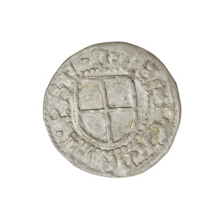Teutonic szelag, Henryk Reffle von Richtenberg (Grand Master; 1470–1477). Obverse: Teutonic