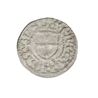 Teutonic szelag, Henryk Reffle von Richtenberg (Grand Master; 1470–1477). Obverse: Teutonic shield