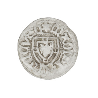 Teutonic szelag, Henryk Reffle von Richtenberg (Grand Master; 1470–1477). Obverse: Teutonic shield