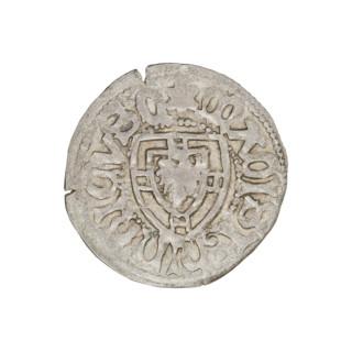 Teutonic szelag, Henryk Reffle von Richtenberg (Grand Master; 1470–1477). Obverse: Teutonic shield