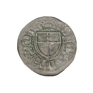 Teutonic szelag, Henryk Reffle von Richtenberg (Grand Master; 1470–1477). Obverse: Monastic shield