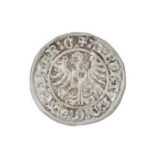Teutonic groschen, Albrecht Hohenzollern (prince in Prussia; Grand Master; 1490–1568). Obverse: