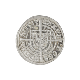 Teutonic groschen of Albrecht Hohenzollern (prince in Prussia; Grand Master; 1490–1568). Obverse: