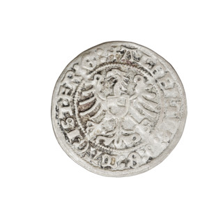 Teutonic groschen, Albrecht Hohenzollern (prince in Prussia; Grand Master; 1490–1568). Obverse:
