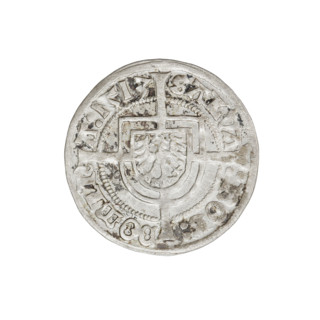 Teutonic groschen, Albrecht Hohenzollern (prince in Prussia; Grand Master; 1490–1568). Obverse: