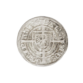 Teutonic groschen, Albrecht Hohenzollern (prince in Prussia; Grand Master; 1490–1568), R6 (rarity).