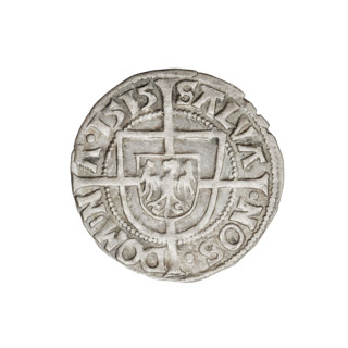 Teutonic groschen, Albrecht Hohenzollern (prince in Prussia; Grand Master; 1490–1568). Obverse:
