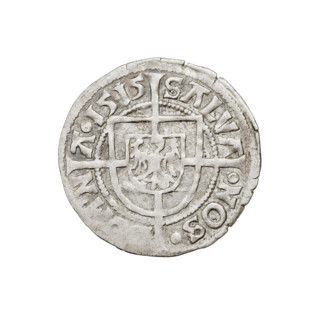 Teutonic groschen, Albrecht Hohenzollern (prince in Prussia; Grand Master; 1490–1568). Obverse: