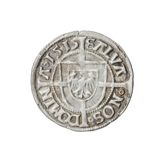 Teutonic groschen, Albrecht Hohenzollern (prince in Prussia; Grand Master; 1490–1568). Obverse: