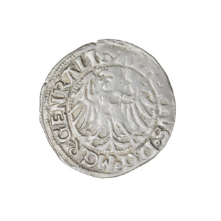 Teutonic groschen, Albrecht Hohenzollern (prince in Prussia; Grand Master; 1490–1568). Obverse: