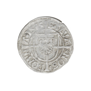 Teutonic groschen, Albrecht Hohenzollern (prince in Prussia; Grand Master; 1490–1568). Obverse: