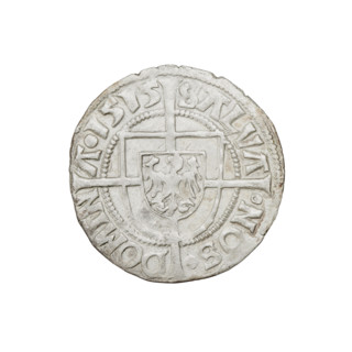 Teutonic groschen, Albrecht Hohenzollern (prince in Prussia; Grand Master; 1490–1568). Obverse:
