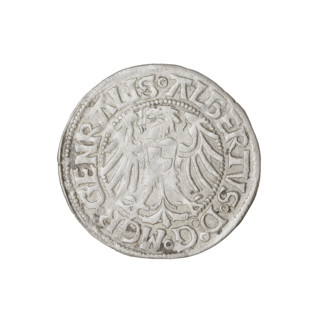 Teutonic groschen, Albrecht Hohenzollern (prince in Prussia; Grand Master; 1490–1568). Obverse: