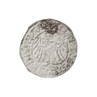Teutonic groschen, Albrecht Hohenzollern (prince in Prussia; Grand Master; 1490–1568). Obverse: