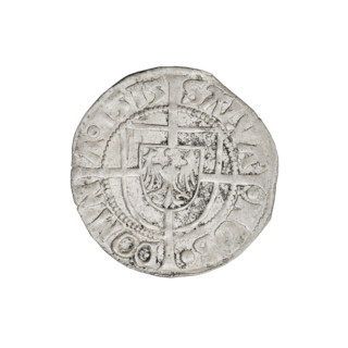 Teutonic groschen, Albrecht Hohenzollern (prince in Prussia; Grand Master; 1490–1568). Obverse: