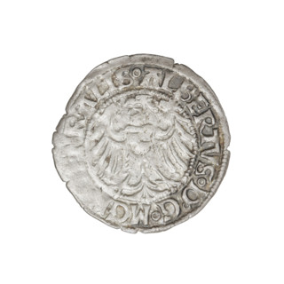 Teutonic groschen, Albrecht Hohenzollern (prince in Prussia; Grand Master; 1490–1568). Obverse: