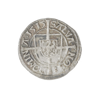 Teutonic groschen, Albrecht Hohenzollern (prince in Prussia; Grand Master; 1490–1568). Obverse: