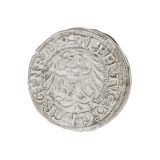 Teutonic groschen, Albrecht Hohenzollern (prince in Prussia; Grand Master; 1490–1568). Obverse: