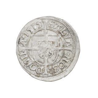 Teutonic groschen, Albrecht Hohenzollern (prince in Prussia; Grand Master; 1490–1568). Obverse: