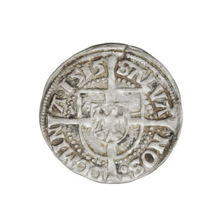 Teutonic groschen, Albrecht Hohenzollern (prince in Prussia; Grand Master; 1490–1568). Obverse: