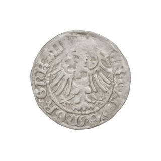 Teutonic groschen, Albrecht Hohenzollern (prince in Prussia; Grand Master; 1490–1568). Obverse: