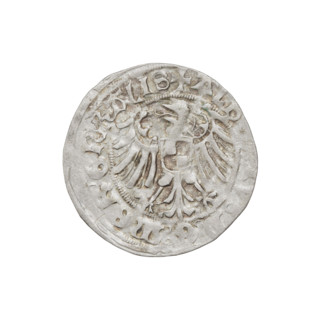 Teutonic groschen, Albrecht Hohenzollern (prince in Prussia; Grand Master; 1490–1568). Obverse: