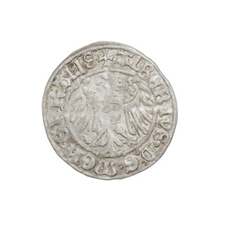 Teutonic groschen, Albrecht Hohenzollern (prince in Prussia; Grand Master; 1490–1568). Obverse: