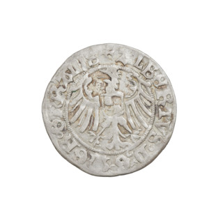 Teutonic groschen, Albrecht Hohenzollern (prince in Prussia; Grand Master; 1490–1568). Obverse: