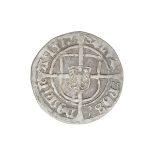 Teutonic groschen, Albrecht Hohenzollern (prince in Prussia; Grand Master; 1490–1568). Obverse: