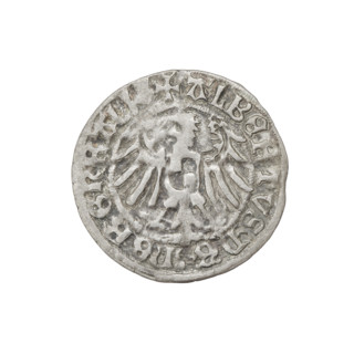 Teutonic groschen, Albrecht Hohenzollern (prince in Prussia; Grand Master; 1490–1568). Obverse: