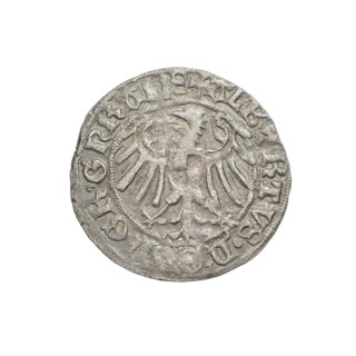 Teutonic groschen, Albrecht Hohenzollern (prince in Prussia; Grand Master; 1490–1568). Obverse: