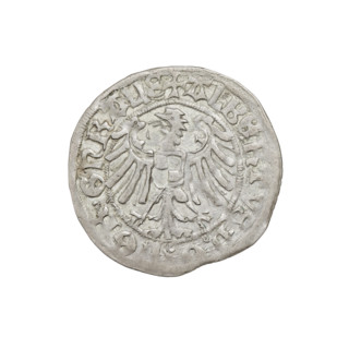 Teutonic groschen, Albrecht Hohenzollern (prince in Prussia; Grand Master; 1490–1568). Obverse: