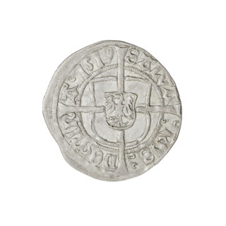 Teutonic groschen, Albrecht Hohenzollern (prince in Prussia; Grand Master; 1490–1568). Obverse: