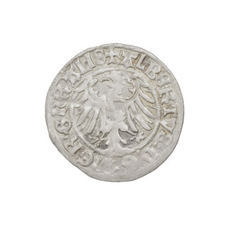 Teutonic groschen, Albrecht Hohenzollern (prince in Prussia; Grand Master; 1490–1568). Obverse: